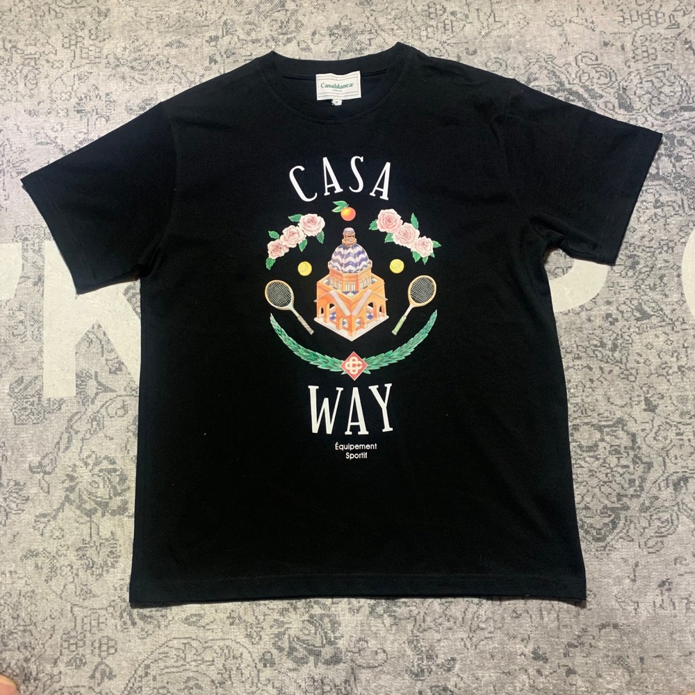 Casablanca Casa Way T-Shirt Mens Medium Black Excellent Tennis Club Graphic Tee